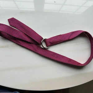 Vintage 90s Y2K J. Crew 100% Silk Skinny Belt D Ring Neck Tie Style Pink M/L